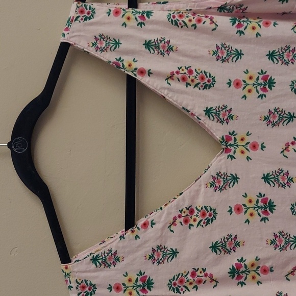 ANN TAYLOR Floral Linen Blend Lined Pink Dress - Picture 4 of 13